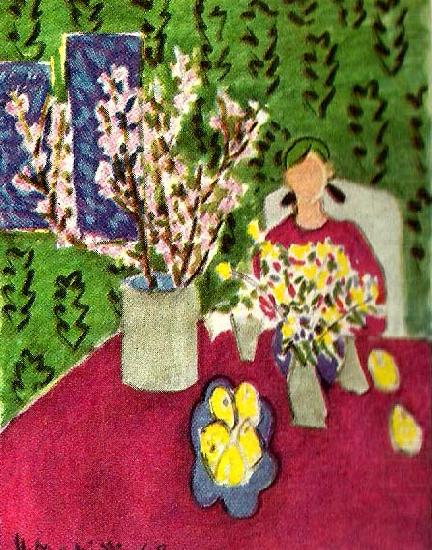 plommongren mot gron bakgrund, Henri Matisse